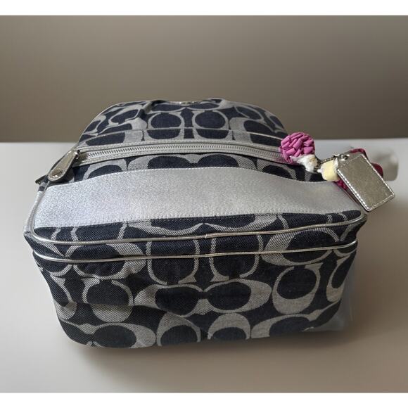 Rare Find NEW Coach Signature Denim Backpack F19691 Denim Silver Metallic Trim main image 8
